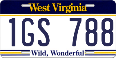 WV license plate 1GS788