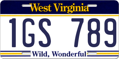WV license plate 1GS789