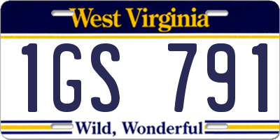 WV license plate 1GS791