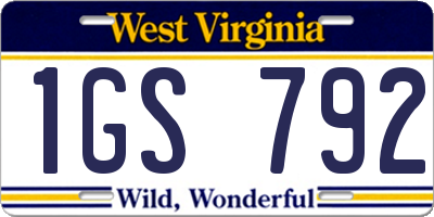 WV license plate 1GS792