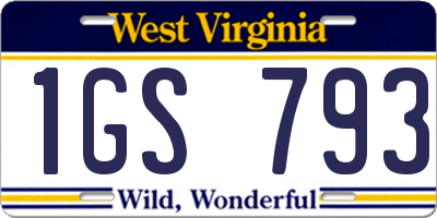 WV license plate 1GS793