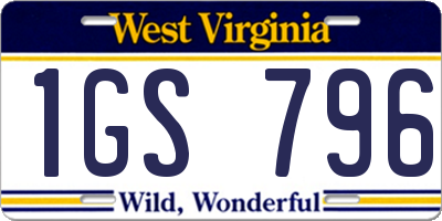 WV license plate 1GS796