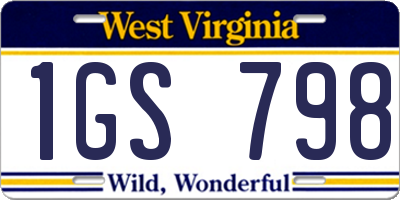 WV license plate 1GS798