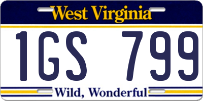 WV license plate 1GS799