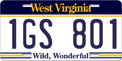 WV license plate 1GS801