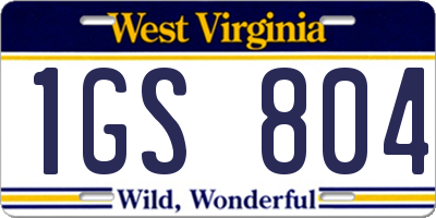 WV license plate 1GS804