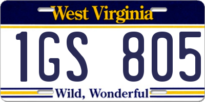 WV license plate 1GS805