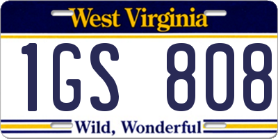 WV license plate 1GS808