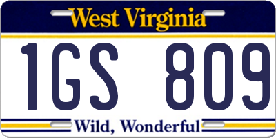WV license plate 1GS809