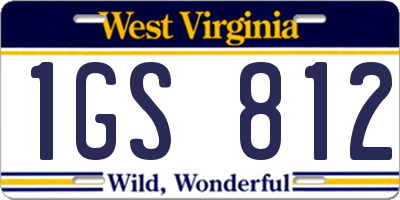 WV license plate 1GS812