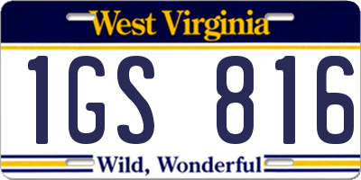 WV license plate 1GS816