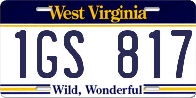WV license plate 1GS817