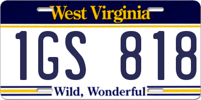 WV license plate 1GS818