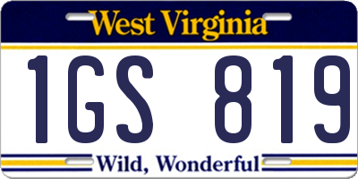 WV license plate 1GS819