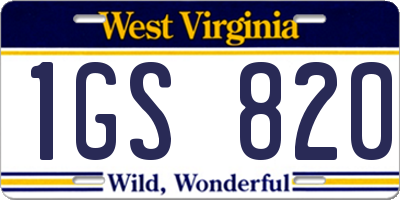 WV license plate 1GS820