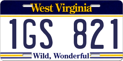 WV license plate 1GS821