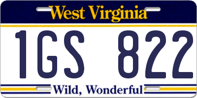 WV license plate 1GS822