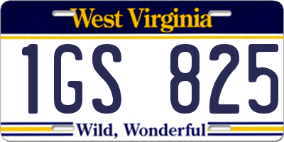 WV license plate 1GS825