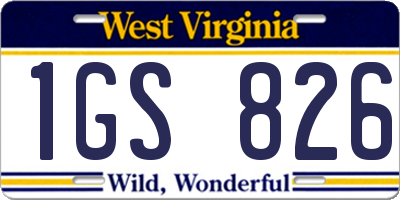 WV license plate 1GS826