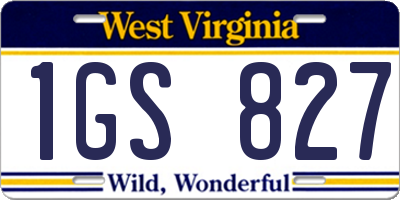 WV license plate 1GS827