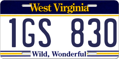 WV license plate 1GS830