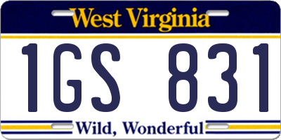 WV license plate 1GS831