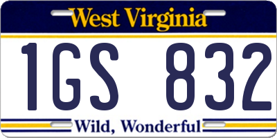 WV license plate 1GS832