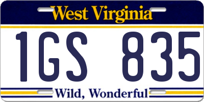 WV license plate 1GS835