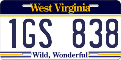 WV license plate 1GS838