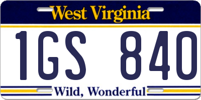 WV license plate 1GS840