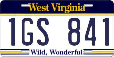 WV license plate 1GS841