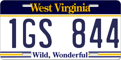 WV license plate 1GS844