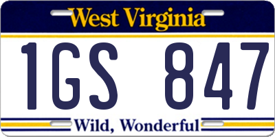 WV license plate 1GS847