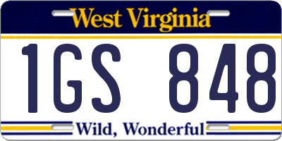 WV license plate 1GS848