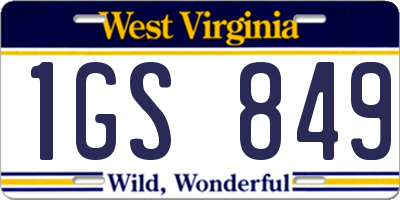 WV license plate 1GS849