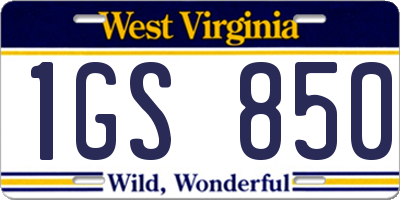 WV license plate 1GS850