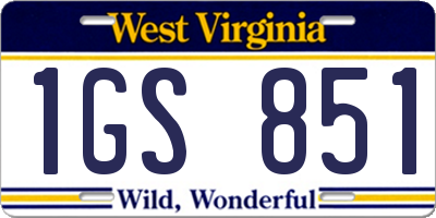 WV license plate 1GS851