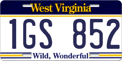 WV license plate 1GS852