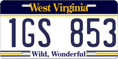 WV license plate 1GS853