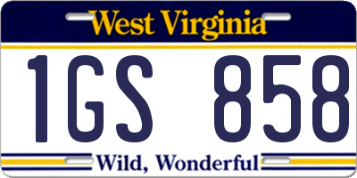 WV license plate 1GS858
