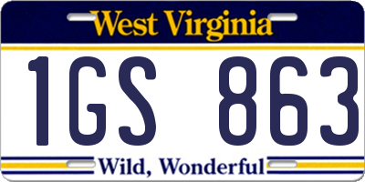 WV license plate 1GS863