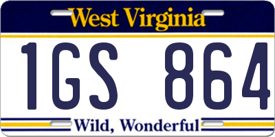 WV license plate 1GS864