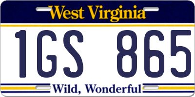 WV license plate 1GS865