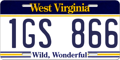 WV license plate 1GS866