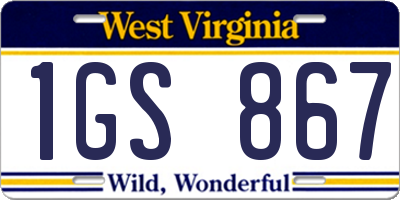 WV license plate 1GS867