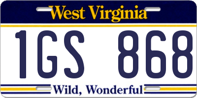 WV license plate 1GS868