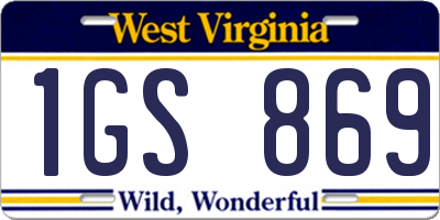 WV license plate 1GS869