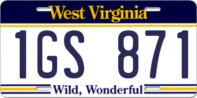 WV license plate 1GS871
