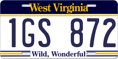WV license plate 1GS872