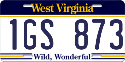WV license plate 1GS873